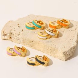 Hoop Earrings Dainty Huggie For Women Girls Stud Earring Waterproof Gold Plated Stainless Steel Mutil Color Jewelry Gift