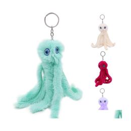 Key Rings Faux Rabbit Fur Pompom Ring Octopus Plush Doll Keyfobs Animal Fluffy Keychains Fashion Women Handbag Pendant Jewellery Drop D Dhlzu