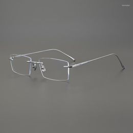 Sunglasses Frames Business Pure Titanium Frameless Eyewear Glasses Frame Square Rimless Eyeglasses Myopia Ultralight Elastic Anti Blue Light