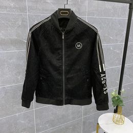 Men's Jackets 2023 Luxury Men Rib Sleeve Embroidery Pu Leather Striped Couple Baseball Coats & Abstract Digital Coat Motor A293