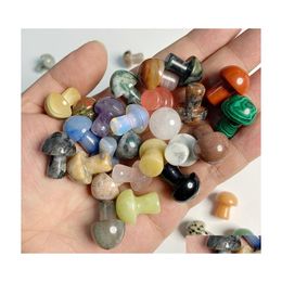 Arts And Crafts Random Color 2Cm Mini Mushroom Plant Statue Natural Stone Carving Aquarium Home Decoration Crystal Polishing Gem Dro Dh3U8