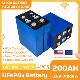 Lifepo4 Battery 3.2V 200AH Grade A Rechargeable Lithium Iron Phosphate Cell For 12V 24V 100Ah Solar Boat Golf Cart Forklift
