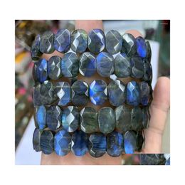 Beaded Strand Rainbow Labradorite Stone Beads Bracelet Natural Gemstone Diy Jewellery Bangle For Woman Man Gift Wholesale Drop Deliver Dhxn1