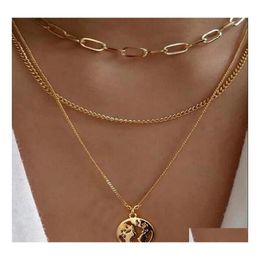 Pendant Necklaces Fashion Jewelry Mti Layer Necklace For Women Map Choker Drop Delivery Pendants Dhgd6