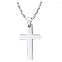 Pendant Necklaces 60cm Length Mens Cross Necklace Stainless Steel Link Chain Statement JewelryPendant Godl22