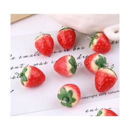 Charms 10Pcs/Pack Big And Small 3D Stberry Fruit Resin Pendant Earring Diy Fashion Jewellery Accessories Drop Delivery Findings Compone Dh9Vn