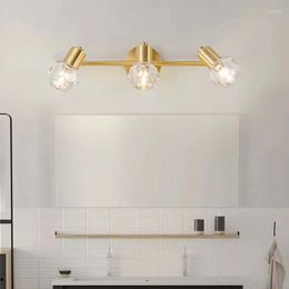 Wall Lamps IWP Modern Copper Crystal Mirror Light Luxury Gold Simple Bathroom Toilet Washstand Vanity Lamp Bedroom Dresser LED Cabinet