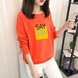 Women's Hoodies Women Print Letter Sweatshirts Female Loose Simple Style Fashion O-neck Trendy Streetwear All-match Tops Clothes G63