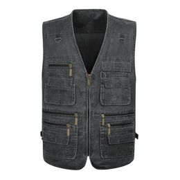 Men's Vests 2023 Spring Autumn Vest Men 7XL 6XL 5XL Plus Size Waistcoats Multi-pockets Pography Cameraman