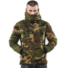 Men's Down Men Thicken Warm Winter Jacket Camouflage Cotton-Padded Parkas Hooded Fleece Man Jackets Outwear Coat Parka Jaqueta Masculina