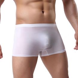 Underpants Mens Ice Silk Seamless Underwear Sexy Boxer Shorts Smooth Male Gay Slip Homme Panties U-convex Pouch Boxers Lingerie