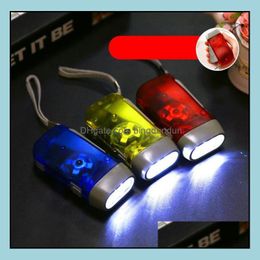Other Hand Tools 3Led Press Cam Light Torches Energysaving Flashlight No Battery Dynamo Night Outdoor Crank Mixed Colour Drop Deliver Dhha5