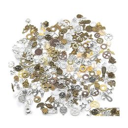 Charms 100Pc Mix Colour Small Size Random Metal Alloy Animal Plant Heart Charm Hine Steam Punk Gear Diy Necklace Bracelet Accessories Dhgha