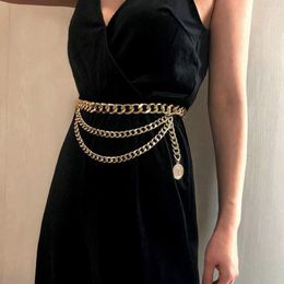 Belts Punk Multi Layer Waist Chain Belt For Women Hiphop Alloy Metal Gold Color Belly Dress Body Female Accessories