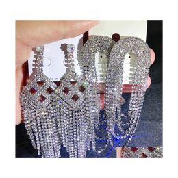 Dangle Chandelier Mix Tassel Earrings Bling Shine Fl Crystal Rhinestone Claw Chain Diamond Exaggerated Boutique Wholesales Jewelry Dhqrz