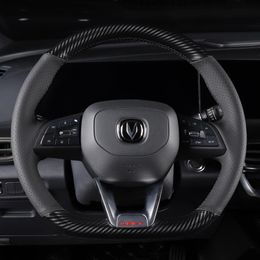 Steering Wheel Covers DIY Hand-stitched Carbon Fibre Leather Car Cover For Changan Unit CC Eado CS35 Plus Honour CS15 CS85 E-star