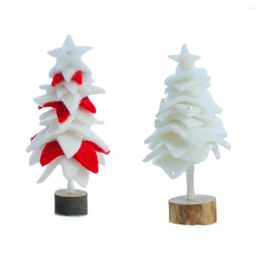 Christmas Decorations Tree Ornament Scene Layout Tabletop Adornment Felt Cloth Decoration Festival Gift White/Red