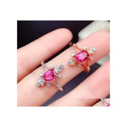 Cluster Rings Kjjeaxcmy Fine Jewellery 925 Sterling Sier Inlaid Natural Pink Topaz Women Elegant Exquisite Adjustable Gem Ring Support Dhewa