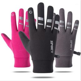 Cycling Gloves Unisex Touchscreen Winter Thermal Bicycle Ski Outdoor Camping Hiking Full Finger Non-slip Plush With Reflective Strips1