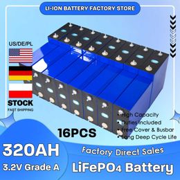 Li-ion Battery 16pcs Lifepo4 3.2V 200Ah 320Ah Grade A Rechargeable Batteries DIY Electric Car Solar Power Station With Busbars