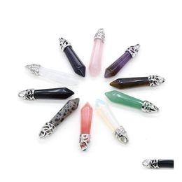 Arts And Crafts Natural Stone Tigers Eye Rose Quartz Opal Pendum Hexagonal Charms Pendants Diy Necklace Jewelry Making Drop Delivery Dhpsw