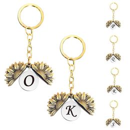 Keychains 1PC Metal Keychain A-Z Alphabet Double Layer Can Be Opened Fashion Suspension Bag Pendant