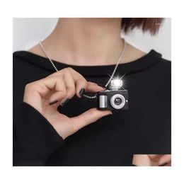 Pendant Necklaces Vintage Camera Necklace For Women Man Punk Long Chain Light Glowing Chains Friendship Jewellery Drop Delivery Pendant Dhmts