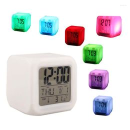 Table Clocks Colourful Led Clock Creative Square Multi-function Small Alarm Electronic