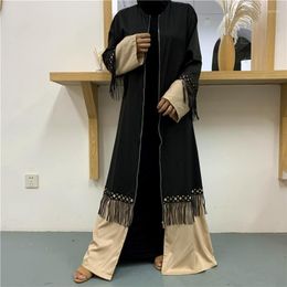 Ethnic Clothing Ramadan Eid Mubarak Fashion Tassel Abaya Kimono Dubai Turkey Islam Kaftan Muslim Maxi Dress Abayas For Women Robe Femme