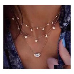 Pendant Necklaces Fashion Jewellery Mtilayer Necklace Stars Devils Eye Drop Delivery Pendants Dhz8K