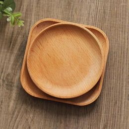 Plates 80% Wood Square Round Serving Tray Dessert Fruit Plate Baking Kitchen Supplies