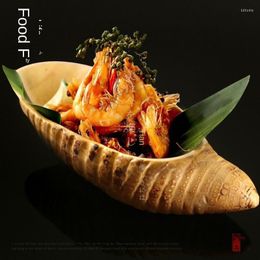 Plates Creative Bamboo Root Rice Tableware Fruit Plate Sushi Dish Artistic Conception Personality Private Home Cuisine