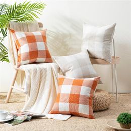 Pillow Covers Cotton Linen Cover Decorative Pillowcases Checkered Pattern 45x45 Sofa Bed Decoration