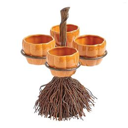 Bowls Halloween Witch Hat Broom Snack Bowl Rack With Removable Basket Organiser Stand Fruit Baskets Holder Decor