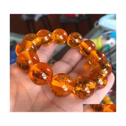 Beaded Strand Certificate 18Mm Natural Yellow Mexican Amber Beeswax Bracelet Drop Delivery Jewelry Bracelets Dhr6O