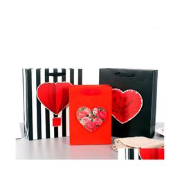 Gift Wrap Happy Valentines Day Paper Bags With Big Heart/ Balloon Tipons Holding Gifts To Show Care Love1 Drop Delivery Home Garden Dhz5P