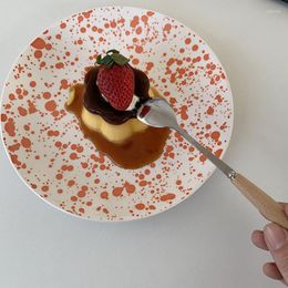 Plates Ins Retro Splash Ink Ceramic Dessert Decorative Plate Steak Western Meal Dish Home Kitchen For