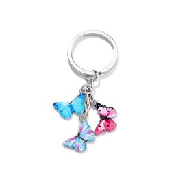 Keychains Lanyards Fashion Colorf Enamel Butterfly Keychain Insects Car Key Women Bag Accessories Jewellery Gifts Drop Delivery Otxef