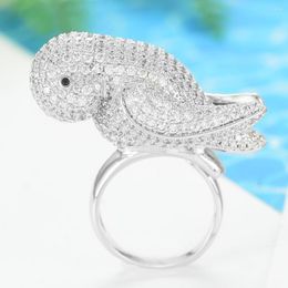 Wedding Rings LARRAURI Brand Open Ring Creative Fantasy Bird Round Full Zircon Colour Dubai Women's Men Fun Luxury Accessories 2023