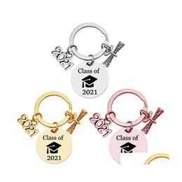Key Rings 2021 Creative Keychain Graduation Season Souvenir Chain Keyring Gift Graduate Students Positive Energy Jewellery Drop Deliver Dh49P