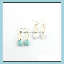 Dangle Chandelier Natural Water Drop White Green Turquoise Stone Earrings Waterdrop Gold Color Jewelry For Women Delivery Otual