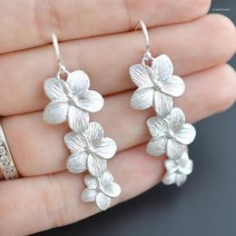 Stud Earrings Exquisite Vintage Simple Ethnic Style Silver Colour Leaf Shaped Flower Fashion Personality Creative Jewellery For Women