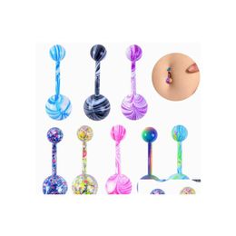 Navel Bell Button Rings Fashion 316 L Surgical Steel Candy Color Belly Bar Ring Sexy Body Piercing Jewelry Drop Delivery Dhewc
