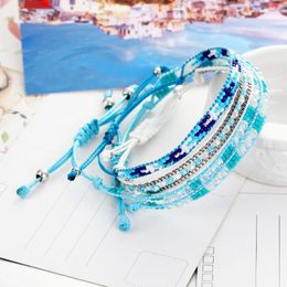 Strand Beaded Strands Handmade Blue Rope Bracelets For Women Fashion DIY Braided Friendship Bracelet Casual Wrist JewelryBeaded