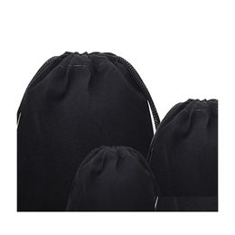 Jewelry Pouches Bags 10X12Cm 50Pcs Black Veet Dstring Bag Pouch Christmas Wedding Gift Packaging Display 588 Q2 Drop Delivery Dhozm