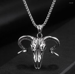 Pendant Necklaces Men's Gothic Style Necklace Hip Hop Rock Jewelry Sheep Skull Link Chain NecklacePendant Elle22