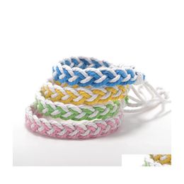 Charm Bracelets Casual Handmade Vintage Cotton Rope Bracelet For Women Men Adjustable String Jewellery Gift Drop Delivery Otym1