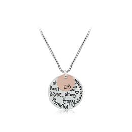 Pendant Necklaces Twotone Be Graffiti Friend Brave Happy Strong Thankfl Lettering Charm Round For Womens Fashion Drop Delivery Jewel Otelz