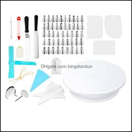 Baking Pastry Tools 164Pcs Diy Cake Decorating Bakery Kit Supplies Turntable Set With Pi Cream Reusable Bag Drop Delivery Home Gar Dhhe3