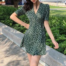 Casual Dresses Dot Printed Short Sleeve V-neck Floral Plus Size For Women Summer Spring Halter Outdoor Elegant